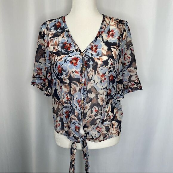 Democracy Navy Floral Top size Medium - Picture 1 of 8